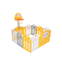PITUSO Детский ограждение-манеж Машинка, Желтый/белый, с баскет.стойкой (без шаров) (117х117х63h